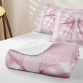 thumbnail image 4 of Erosebridal Kawaii Bow Twin Quilt Set for Boys Girls, Cute Buffalo Plaid Twin Coverlet Set, 2pcs, 4 of 7