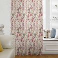 thumbnail image 5 of Pink Beige Flowers Sheer Curtains 63 Inches Long, Spring Floral Elegant Pastoral Rustic Light Filering Curtains, Breathable Simi Curtain Privacy Drapes for Living Room Bedroom Window Treatment, 5 of 9