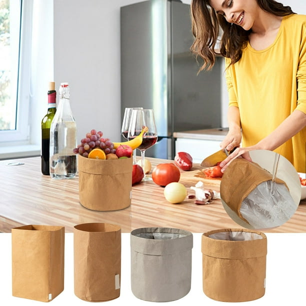 Juego de bolsas de maceta de papel kraft lavable | Material Kraft Natural Duradero Engrosado | Almacenamiento multifuncional para verduras, pan, cosméticos | Ecológico | Interior de malla a prueba