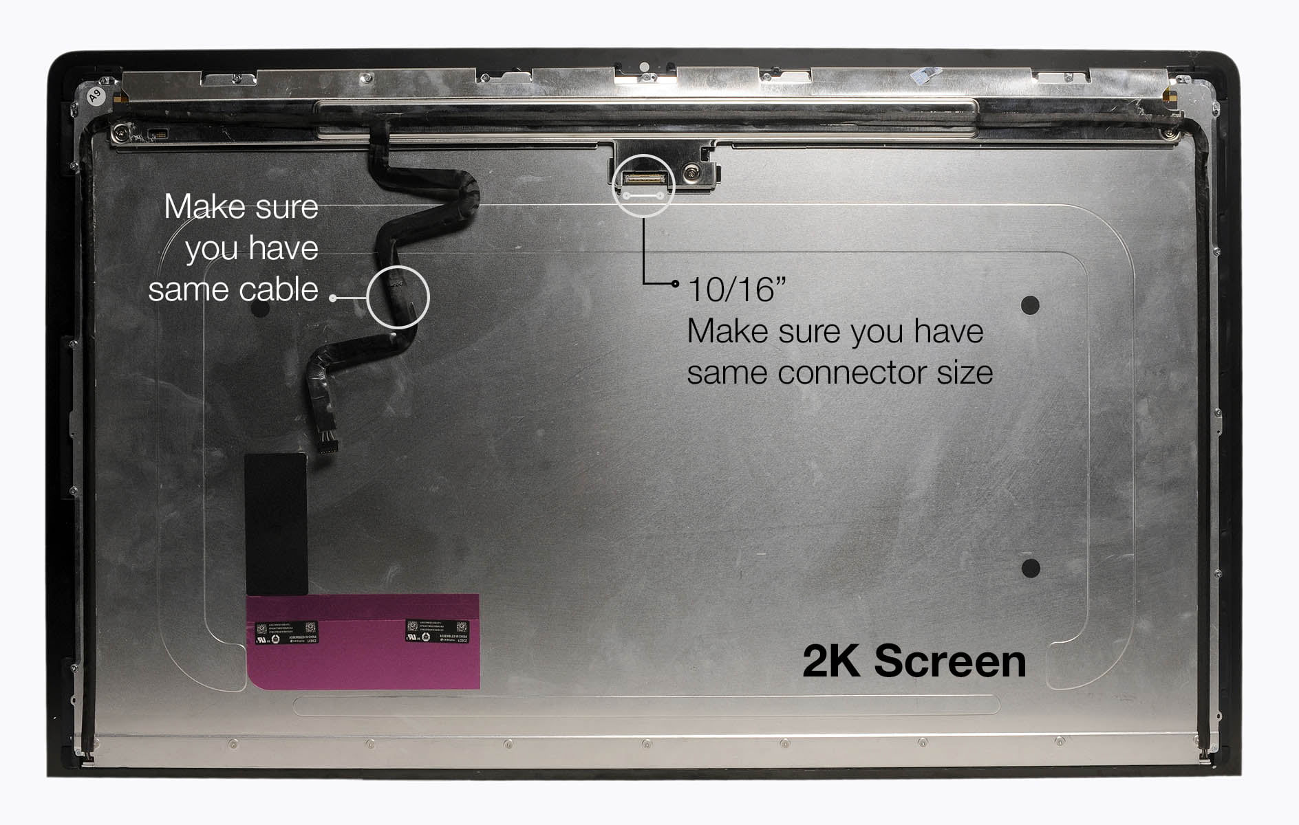 Apple iMac A1419 27" LG LCD Glass Panel LM270WQ1(SD)(F1) 661-7169 2012 + Kit