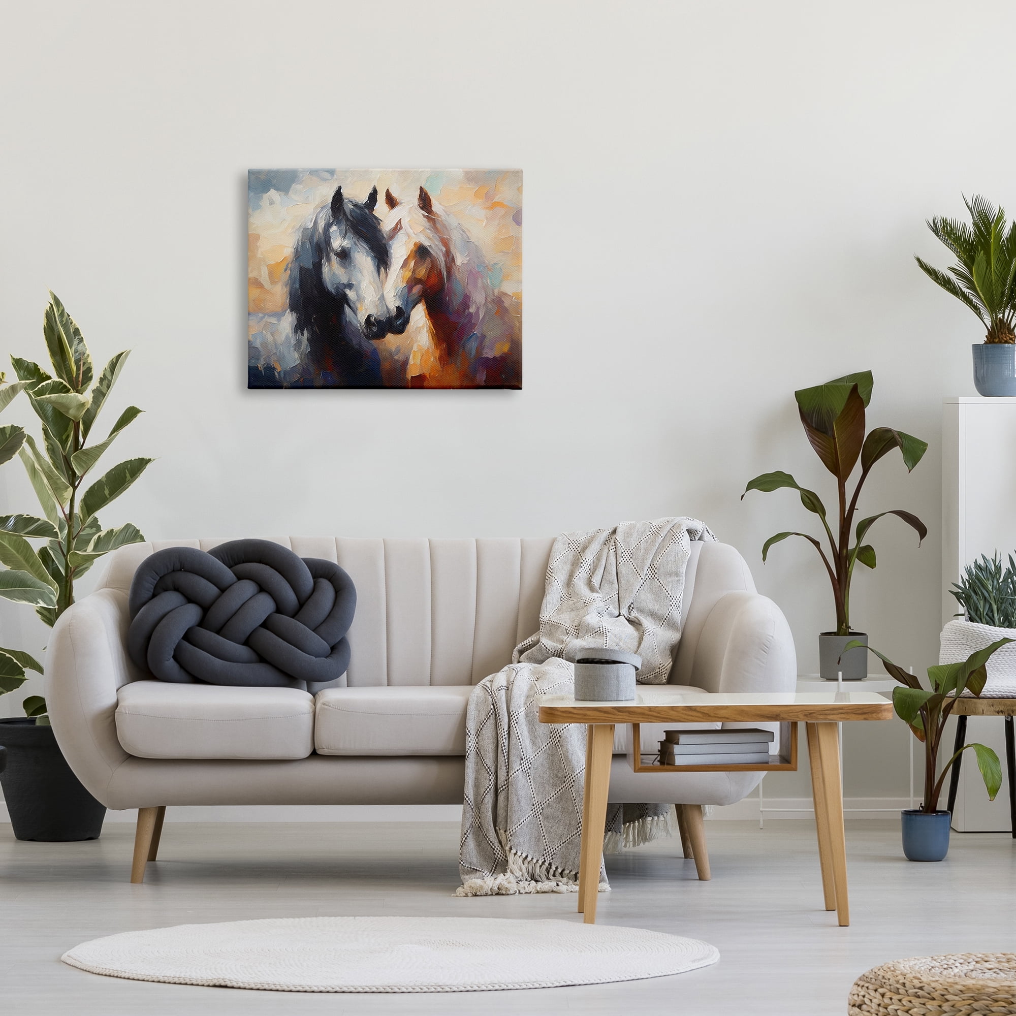 Stupell Industries Hugging Horses Painting Animals & Insects Painting Gallery Wrapped Canvas Art Print Wall Art, 30 x 24