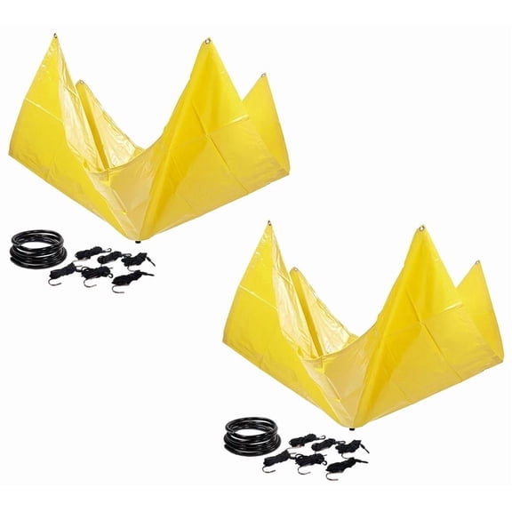 (5' x 5' & 10' x 10') Roof Ceiling Leak Diverter Drain Tarp - Vinyl Coated Ceiling Rain Drip Catcher with Heavy Duty Grommets - Yellow Roof Rain Water Diverter - Reusable Roof Drain Fitting Tarp