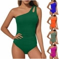 thumbnail image 2 of Gnshining Summer Swimsuits for Women One Shoulder Swimwear Conservative Beachwear 1PC Bathing Swimwear with Chest Cushion, 2 of 5