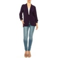 thumbnail image 3 of FashionStream MOA Collection Ruched Sleeves Notched Lapel Solid Print Blazer, Women's, 3 of 7