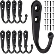 10Pcs Black Small Hooks Wall Mounted With 20Pcs Screws For Hanging Bag Robe Towels Keys Save Space