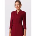 thumbnail image 4 of DARING DIVA Sheath Zipper Collar Pencil Blouse S Dark Red, 4 of 6