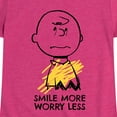 thumbnail image 3 of Peanuts - Smile More Worry Less - Youth Girls Short Sleeve Tee, 3 of 6