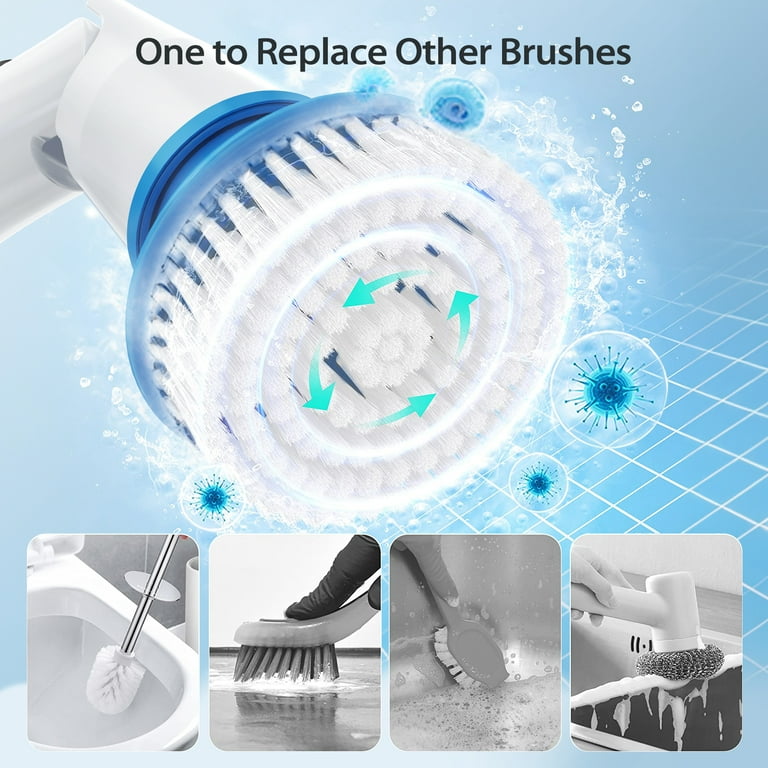 InnOrca Electric Spin Scrubber 2023 New Cordless Power Cleaning Brush with  7 Replacement Brush Heads, Shower Cleaning Brush with Extension Arm for  Bathtun Grout Floor Tile 