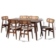 thumbnail image 3 of Baxton Studio Tarana Grey Fabric and Walnut Brown Wood 7-Piece Dining Set, 3 of 21