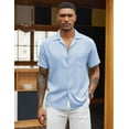 thumbnail image 3 of COOFANDY Mens Casual Short Sleeve Button Down Shirts Cuban Linen Textured Shirt Summer Beach Wear, 3 of 6
