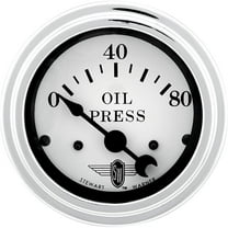 Stewart Warner 82473 Wings Electric Oil Pressure Gauge, White