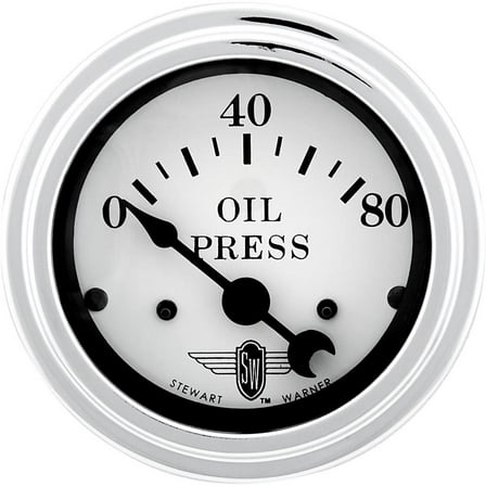 Stewart Warner 82473 Wings Electric Oil Pressure Gauge, White