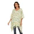 thumbnail image 2 of Beautybatik Moss green Batik Caftan Boho Hippie Women Tunic Top Blouse Plus Size 3X, 2 of 5