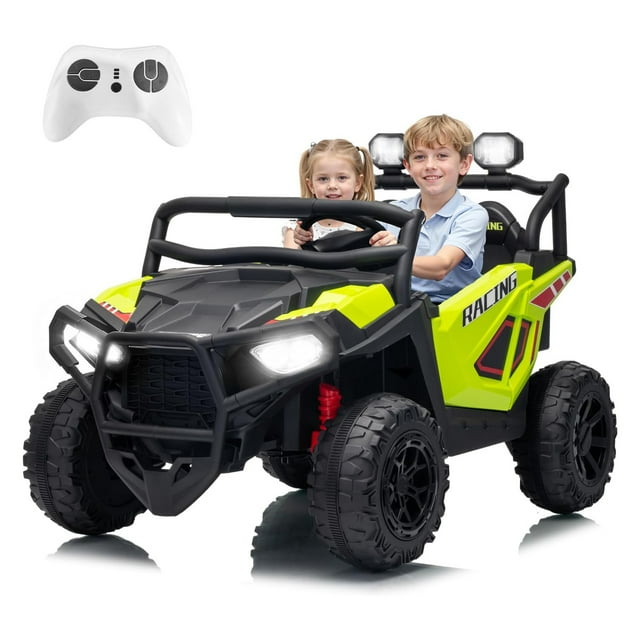 CazToi Voiture UTV Électrique 24V 2 Places avec Télécommande 3 Vitesses Bluetooth Lumières LED Suspension 4 Roues