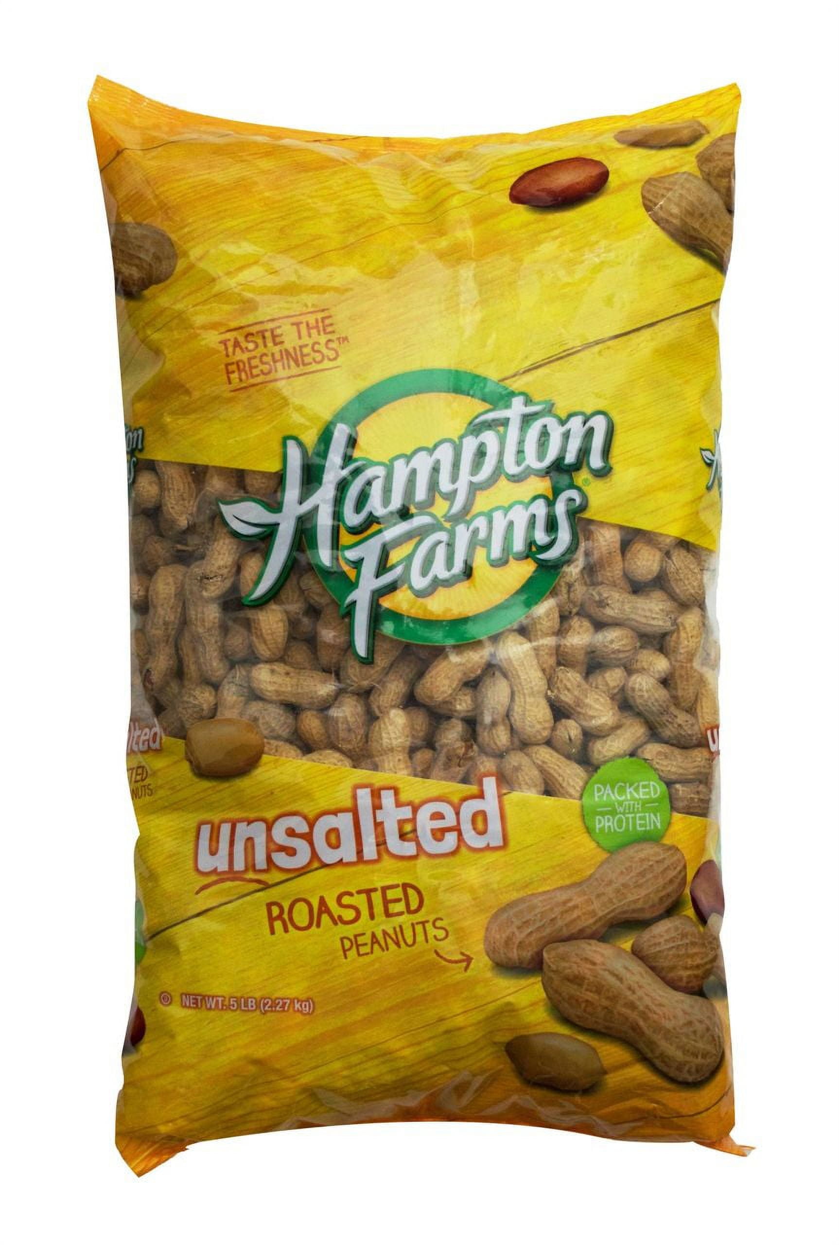 Hampton Farms - USA BDF32 Grown All-Natural - Fancy Roasted In-Shell Unsalted Peanuts - 5 lb. Bag