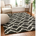 thumbnail image 4 of Lattice Links Modern Geometric Trellis 3x5 ( 3'3'' x 5'3'' ) Area Rug Grey Ivory Plush Shag Easy Care Thick Soft Plush Living Room, 4 of 7