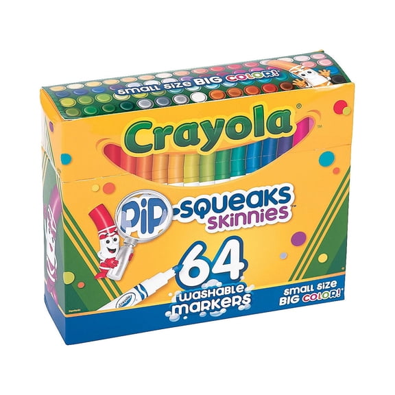 Crayola Pipsqueaks Markers, Skinny Point, Assorted Colors, 64 Count