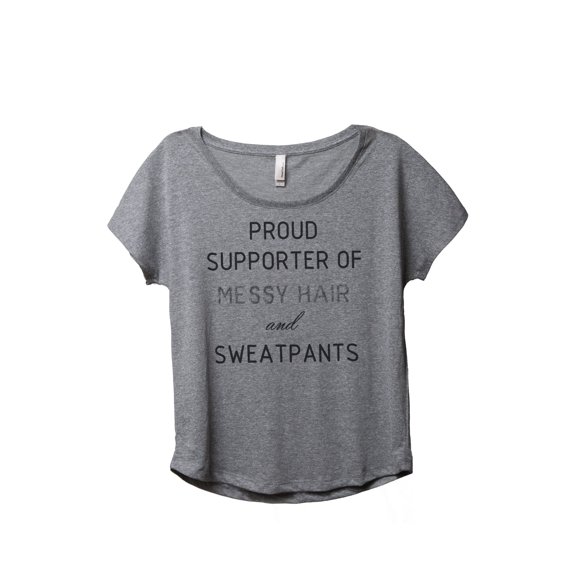 Thread Tank Messy Hair And Sweatpants Women's Relaxed Slouchy Dolman T-Shirt Tee Heather Grey Small