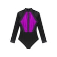 thumbnail image 5 of Eandarui Womens Rhinestones Metallic Long Sleeve Leotard for Dance Gymnastic Contemporary Ballet Purple XL, 5 of 7