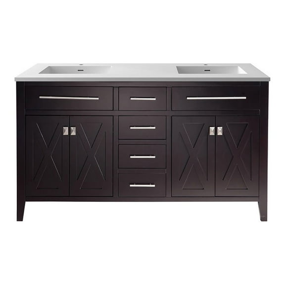 Laviva Wimbledon 60" Wood Cabinet with VIVA Stone Countertop in Brown/White