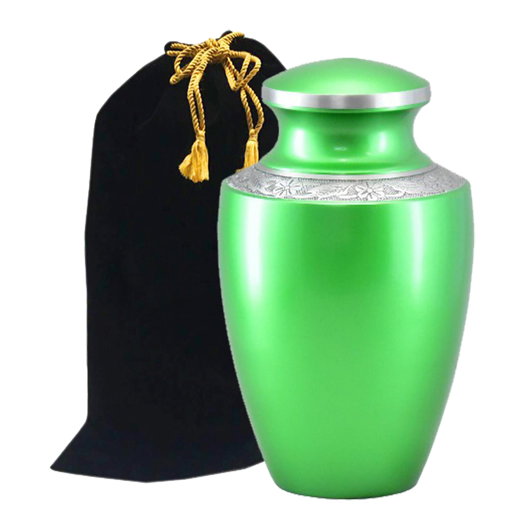 Grecian Green Cremation Urn Beautifully Handcrafted Adult Funeral Urn Solid Metal Funeral