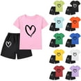 thumbnail image 4 of Atogsazn Children's Girls Summer 2 Piece Clothes Set Kids Cotton Short Sleeve Tshirt Shorts Outfit Fashion 05-Pink 7-8 Years on Clearance, 4 of 4