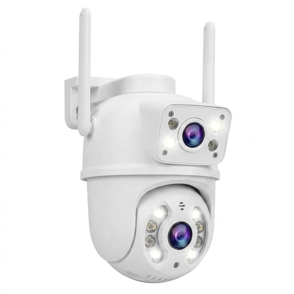 Closeli 3MP Dual Lens Outdoor Security Camera, 360° Ptz, IPX56, Auto Tracking, Color Night Vision