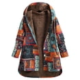 thumbnail image 3 of Abrigo con capucha suelto vintage para mujer, abrigo de parka cálido de invierno, prendas de vestir Irfora 3XL, 3 of 7