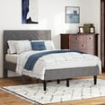 thumbnail image 3 of Full Bed Frame with Linen Headboard, Carbon Gray, 79.5" x 55.9", Wood &amp; Linen, Under-Bed Storage, Stable &amp; Quiet, No Box Spring Needed, Bedroom Furniture, 3 of 6