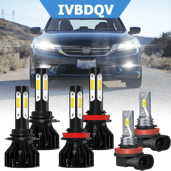 For Honda Accord 2013-2015 LED Headlight Bulbs High Low Beam Fog Light Kit 6Pcs