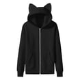 thumbnail image 6 of enyan Tween Girl Hoodie Zip Up 5-14T Kids Long Sleeve Zipper Cute Cat Hood Sweatshirt with Pocket Black,9-10 Years, 6 of 7