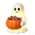 thumbnail image 6 of Halloween Candy Bowl Ghost Figurine, 6" Cute Resin Boo Ghost Statue with Warm LED Lighting, Halloween Decorations Indoor, Home Party Fall Decor for Porch Mantel Tabletop, Party Supply, 6 of 7