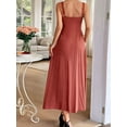 thumbnail image 6 of Women'S Striped Maxi Dress Spaghetti Strap Cut Out Flowy Long Dress Brick Red L, 6 of 8