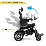 Fold and Travel Lightweight Electric Wheelchair with Remote Control, Black Frame