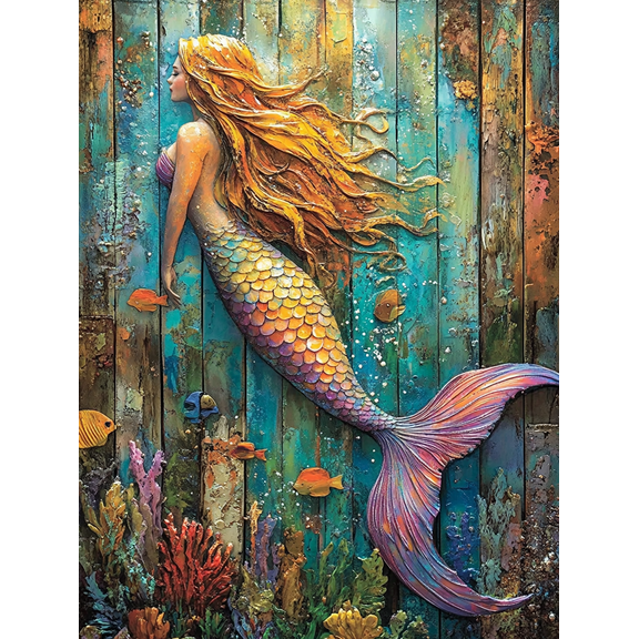Mermaid Ocean Wall Art/Canvas Print,Suitable for Living Room,Bedroom,Bathroom,Office,and Dining Room Decoration.