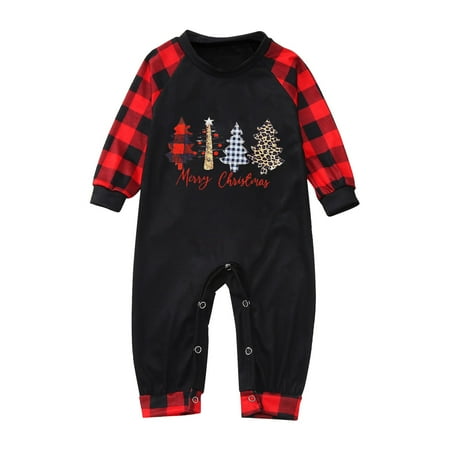 

Christmas Parent Child Baby Outfit Parent Child Warm Christmas Set Plaid Printed Home Wear Pajamas Baby Jumpsuit Romper Christmas Pajamas for Family