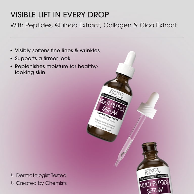 Advanced Clinicals Peptide Facial Serum for Wrinkles and Fine