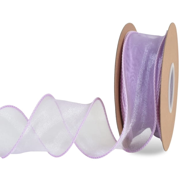 Cinta Decorativa TONIFUL Organza con Alambre 3.8 cm Morada 9 m