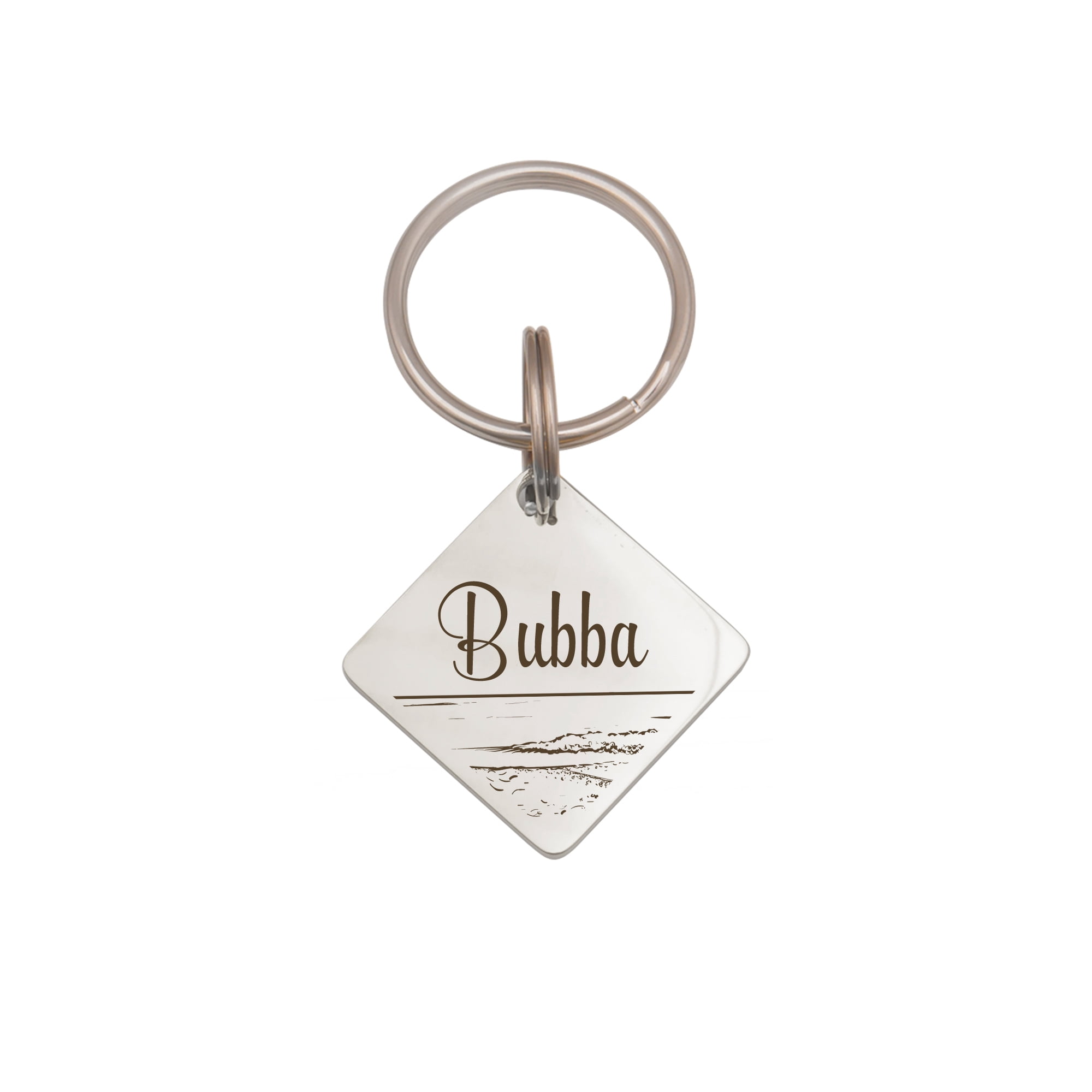 Anavia Metal Stainless Steel Diamond Name - Boarder Birthday Holiday Christmas Engraved Dog Cat ID Tag, Silver