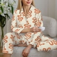 thumbnail image 6 of Honeii Hand Drawn Snake print Women's Pajama Sets Long Sleeve Button Down Sleepwear Nightwear Soft Pjs Lounge Sets-Small, 6 of 7