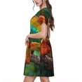 thumbnail image 2 of Lsque Chameleon Print Women's Casual Dress T-Shirt Summer Short Sleeve Scoop Neck Swing Dresses, 2 of 6