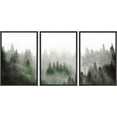 thumbnail image 2 of PixonSign Framed Wall Art Set Woodland Nursery Print Decor Fog & Mist Over Green Pine Tree Forest Nature Wilderness Modern Art Chic Landscape for Living Room, Office - 16"x24"x3 Panels Black, 2 of 5