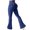 Blue, variant on Women Bell Bottom Pants Slim Fit Elastic Waist Stretchy Yoga Pants Solid Color Skinny Flares for Gym Dance Studio Street Wear
