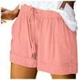 thumbnail image 5 of Womens Shorts Plus Size Casual Summer Beach Drawstring With Pockets Loose Cute Vacation Trendy Cargo Gym Bike Pull On Jogger Pink Short Pants Sizes S, 5 of 7