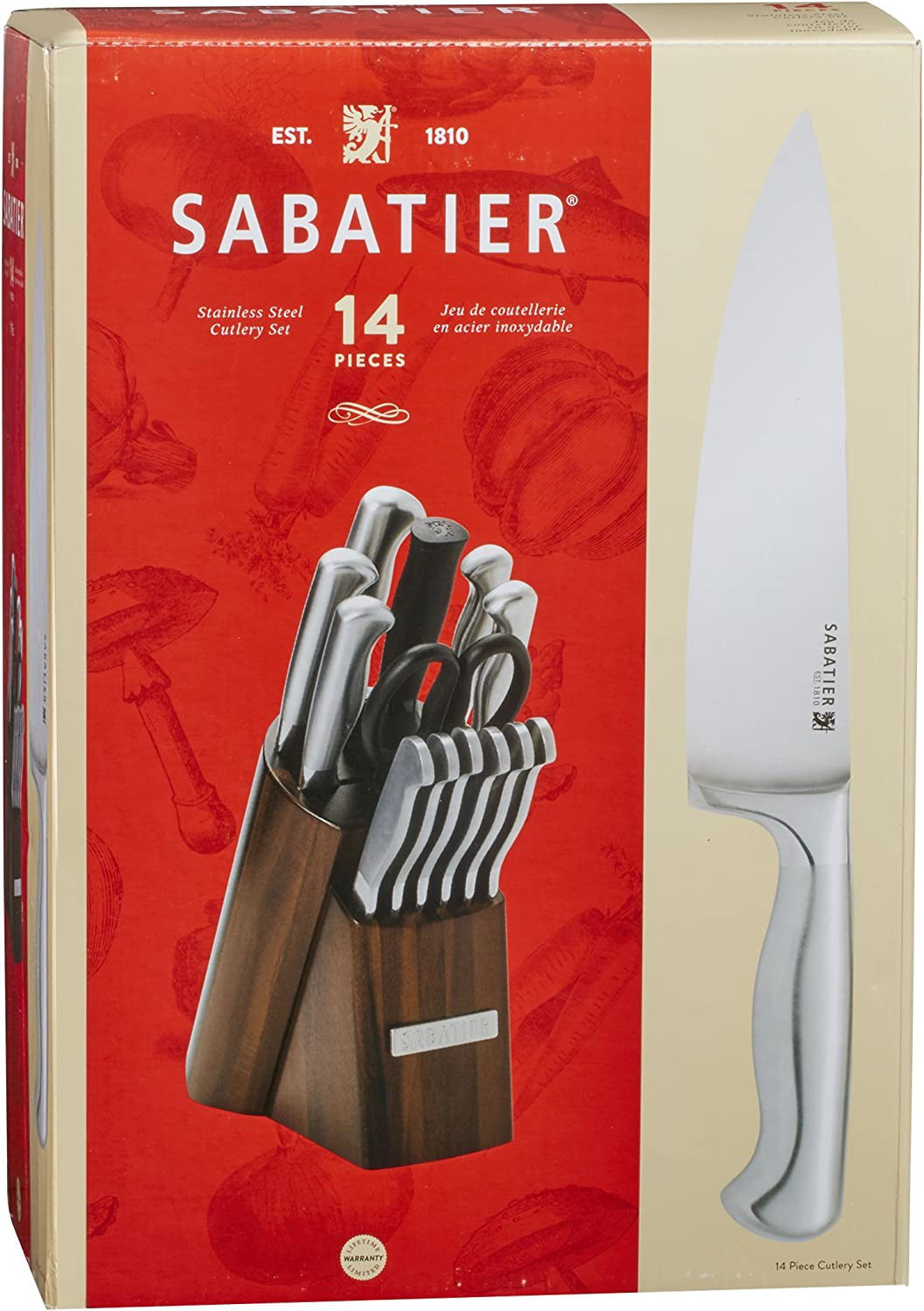 Sabatier 14 Piece Stainless Steel Handle Knife Block Set Black