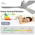 thumbnail image 3 of Sofucor 52 Inch Ceiling Fan No Light - Modern Solid Wood Ceiling Fan with Remote, 5000CFM High Airflow, Quiet DC Motor, 3 Rods & 6 Speeds, Timer & Reversible for Bedroom Living Room, ETL, Grey, 3 of 19