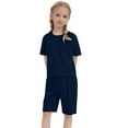 thumbnail image 1 of TZEWGL Ensemble 2 Pcs Pull à Manches Courtes T-Shirt Col Rond Hauts Shorts pour Fille Maison et Extérieur pour Tout-Petits Taille 6-7T, 1 of 8