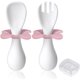 thumbnail image 1 of Cuchara y tenedor para bebés, cubiertos ergonómicos Los cubiertos de aprendizaje ergonómico facilitan la autoalimentación (blanco), 1 of 5