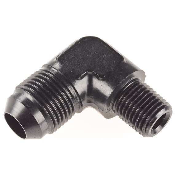 JEGS AN to NPT 90-Degree Adapter Fitting [-8 AN Male to 1/4 in. NPT Male, Black]