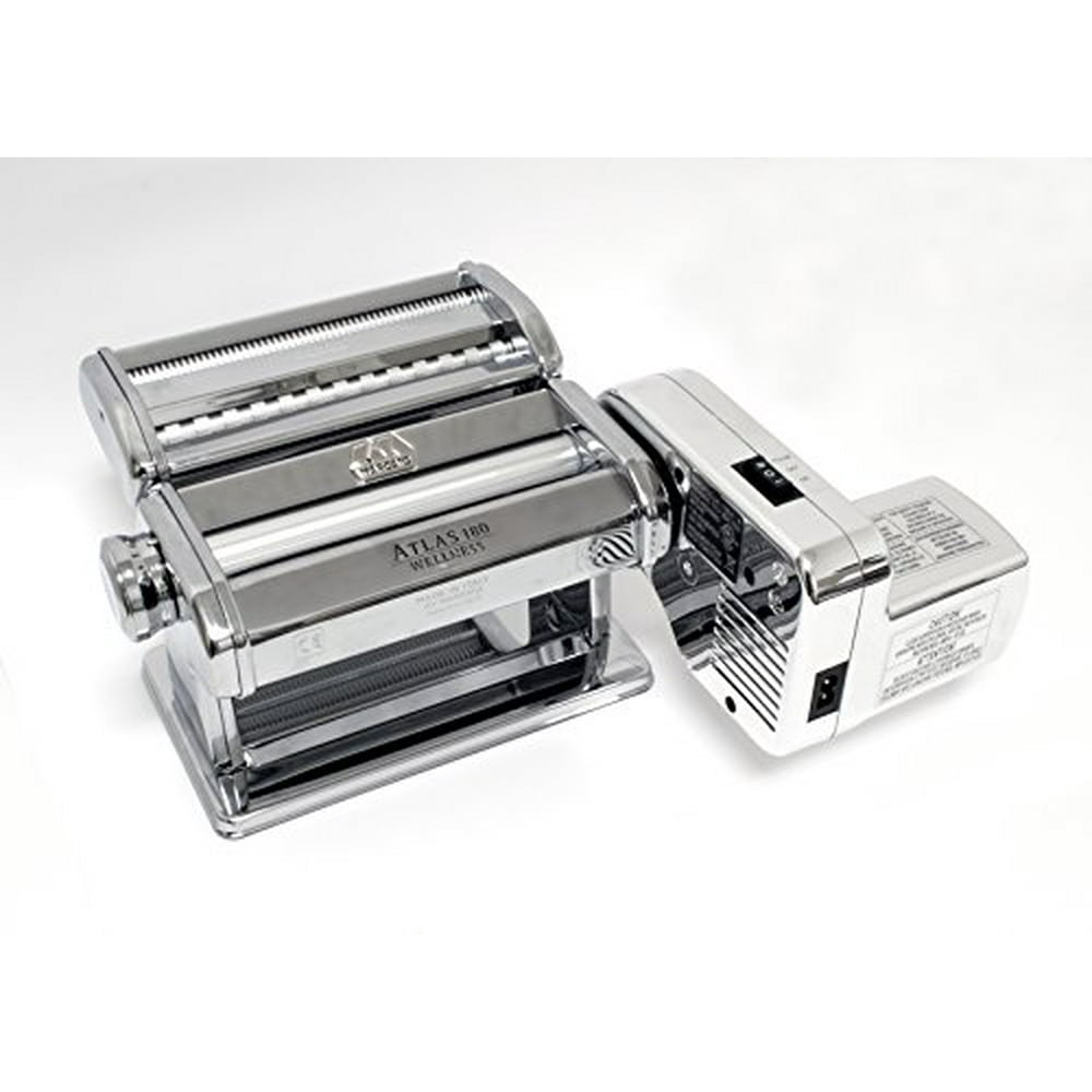 Atlas Electric Pasta Machine 180Millimeter, Silver with Motor Set